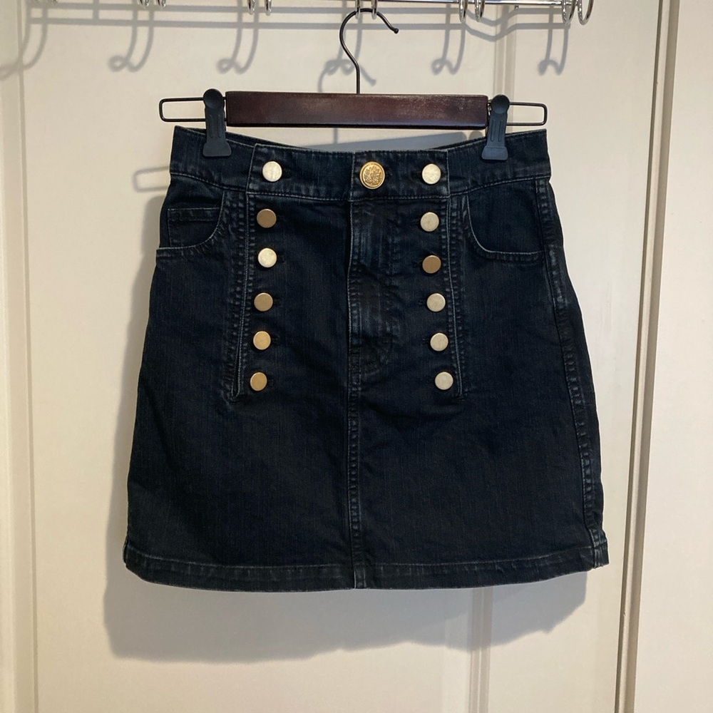 Marissa Webb Dark Denim Button-Front Mini Skirt - Size 2